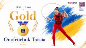 Taisiia Onofriichuk after winning the Hoop final at Frankfurt 2026